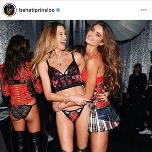 VS Lace Plaid Longline Bralette 2018 Fashion Show